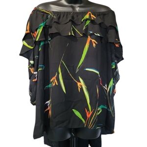 Worthington off the shoulder tropical blouse Size PXL